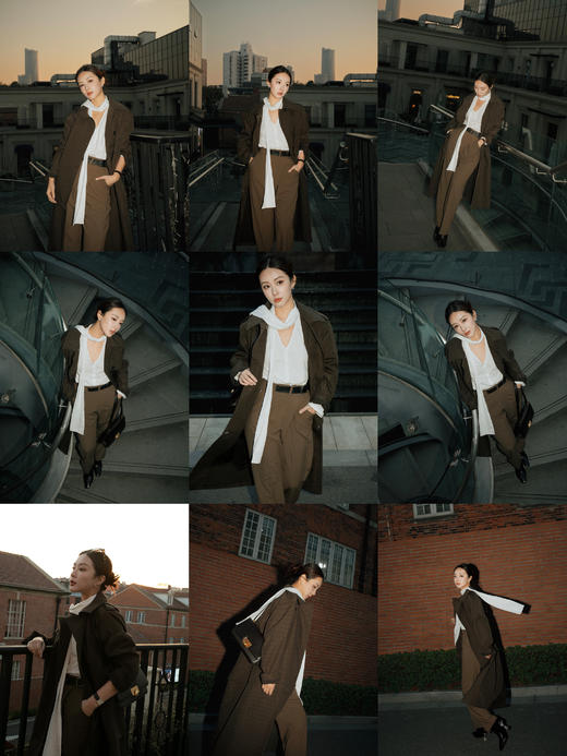 HIDEMI甄选进口纯棉纱线极简围巾T恤设计感V领口袋长袖纽扣衬衫女 商品图3