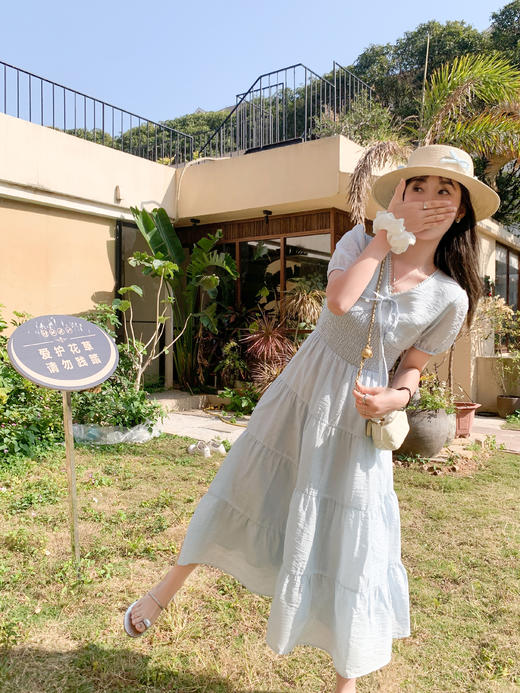 <曾小咸推荐>现货秒杀！卖完不补 ！微信粉丝打折价！！浅蓝色收腰连衣裙 日常229.99/件 立减140 秒杀89.99/件！！ 商品图5