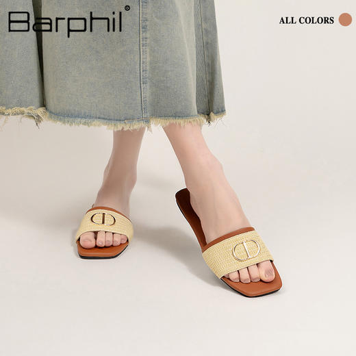 Barphil拖鞋女2025夏季新款外穿防滑平底法式一字拖高级感凉拖鞋7033 商品图9
