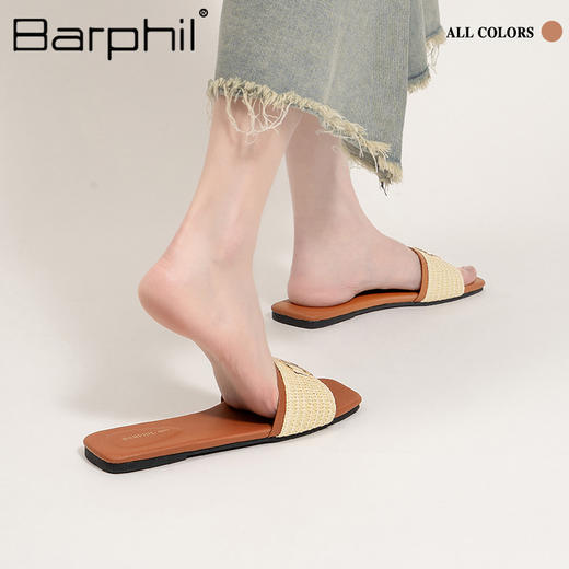 Barphil拖鞋女2025夏季新款外穿防滑平底法式一字拖高级感凉拖鞋7033 商品图8