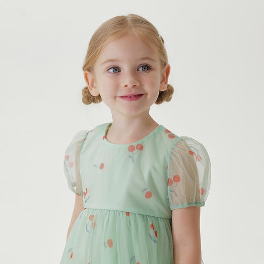 马克珍妮夏装新款 女童小樱桃网纱连衣裙公主裙 儿童裙子231057 商品图3