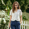 OLrain欧芮儿白色法式度假蕾丝衫2025夏下摆拼接花边V领设计上衣 商品缩略图0