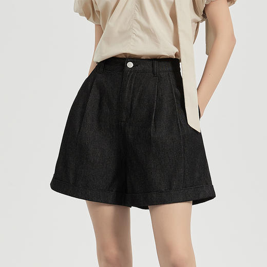 【2件9折】【Petit Bari】法式松弛百慕大丹宁短裤 纯色高品质 直筒裤 商品图0