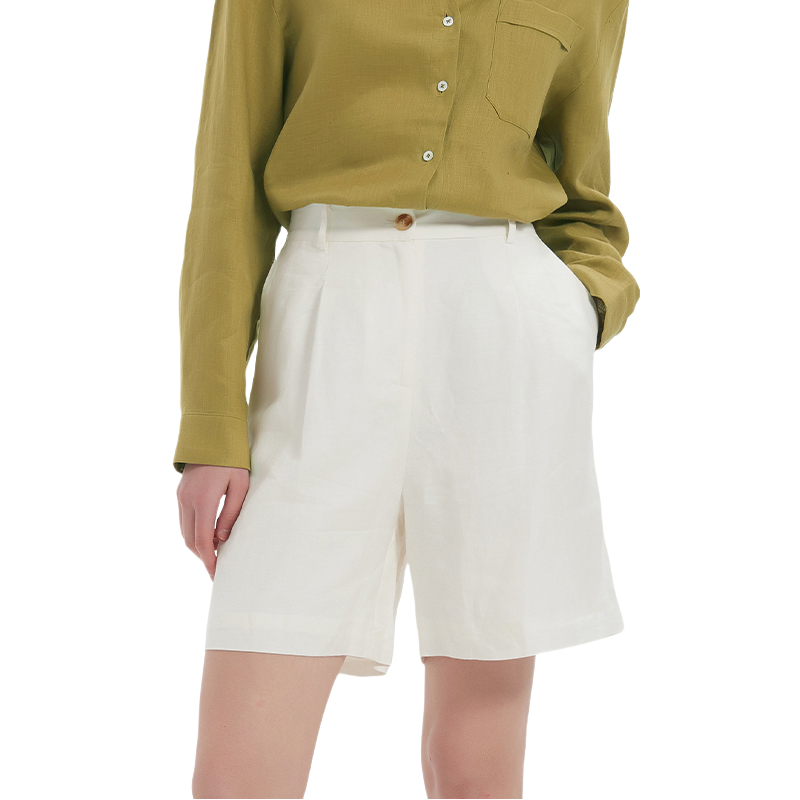 【2件9折】【Petit Bari】简约经典棉麻宽松阔腿短裤 休闲简约风阔腿裤