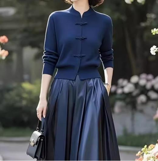 （预售15天）中式国风典雅蓝色针织衫，半身裙套装两件套LJX-370 商品图2