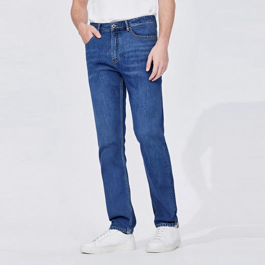 圣得西男士牛仔裤2025年夏季新款易打理棉弹舒适直筒休闲长裤子男 商品图1