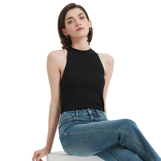 【2件9折】【Petit Bari】修身简约交叉背带针织背心吊带 商品图0