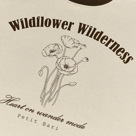 【2件9折】【Petit Bari】(多色)复古撞色花卉印花短袖T恤 商品图6