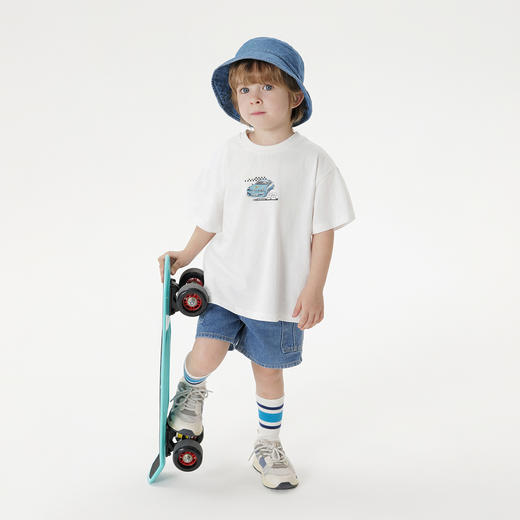 马克珍妮男童软糯卡通赛车短袖T恤 宝宝上衣2025年夏装新款550586 商品图2