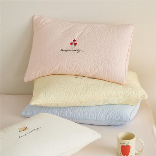 自然醒A类水洗全棉绗缝夹棉单枕套一对装轻奢枕头套全棉家用单个30x50枕头芯内胆套XK 商品图6