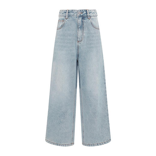 【2件9折】【Petit Bari】宽松阔腿九分牛仔裤 酵素水洗工艺浅色九分裤 商品图1