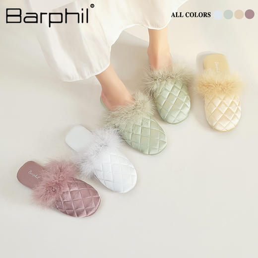 Barphil拖鞋室内家居2025年秋冬新款静音小香风新中式毛毛拖鞋女3020 商品图4