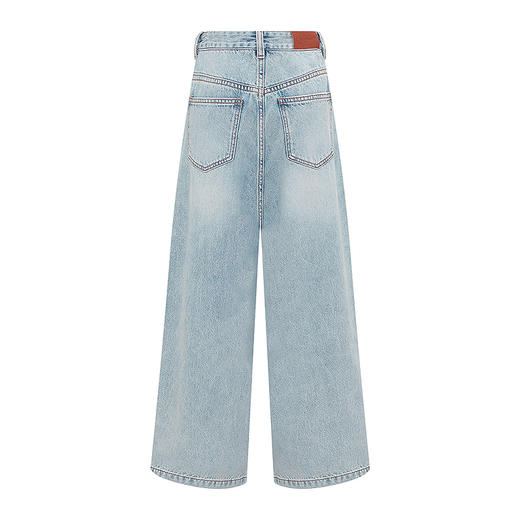 【2件9折】【Petit Bari】宽松阔腿九分牛仔裤 酵素水洗工艺浅色九分裤 商品图3