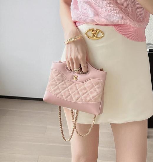 香奈儿25P春夏𝖭𝖺𝗇𝗈𝟥𝟣𝖡𝖺𝗀麂皮粉色手拿斜挎包（HH） 商品图1