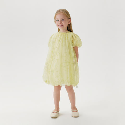 马克珍妮新款夏装 女童田园风泡泡袖网纱连衣裙231053 商品图2