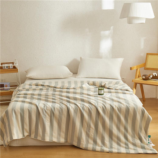 【大豆宽条纹夏被】A类水洗提花大豆夏被宽条纹夏季被子双人全棉空调被 商品图7
