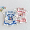 【环保面料，潮流撞色】儿童运动套装2025新款 夏季男童时尚字母T恤潮 女童卡通短裤两件套-QQ 商品缩略图0