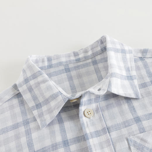 马克珍妮男童棉麻复古格纹衬衫宝宝衬衣上衣2025年夏装新款550500 商品图4