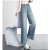 顺丰包邮13224洛诗琳春季新款高腰显瘦微喇直筒牛仔裤女25104 商品缩略图1