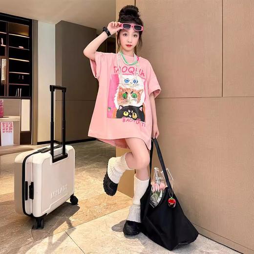 女童220克短袖t恤新款洋气夏季大童宽松夏装儿童中长款半袖上衣潮110-170 商品图3