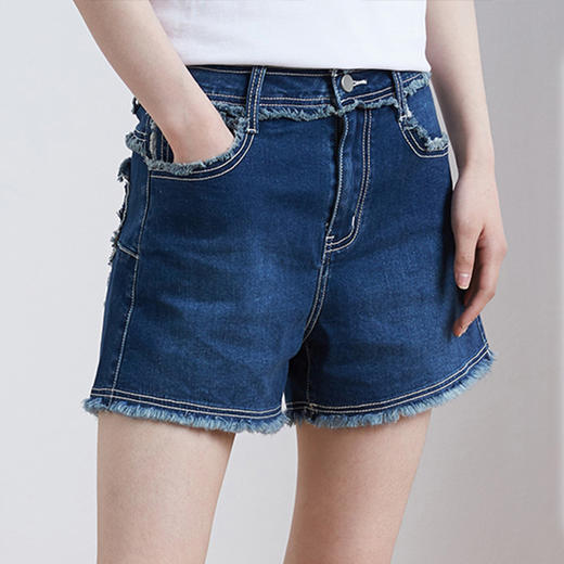 【2件9折】【Petit Bari】磨毛短裤 时髦潮流热裤 牛仔 显瘦直筒浅色 商品图0