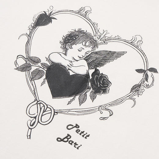 【2件9折】【Petit Bari】(多色)复古天使印花短袖T恤宽松休闲 商品图6