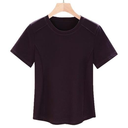 圆领正肩短袖t恤女鱼骨弹力体恤修身小衫设计感上衣   JW-M698 商品图4