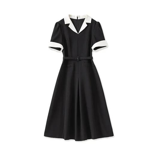 【高货wl】全新升级【铂金会员349/天猫469/差价120】(00559) 洛诗琳25春夏高级感职业裙气质撞色收腰短袖女新款连衣裙 商品图4