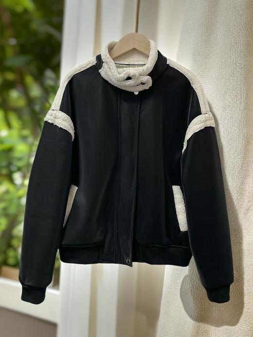 太划算了！！宽松版-韩系雾面内里颗粒绒PU外套-喜出 商品图1