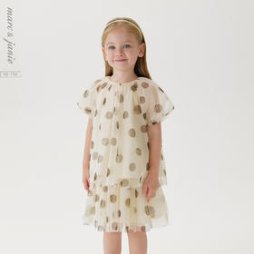 【马克珍妮芦芙】女童波点轻盈网纱泡泡袖衬衫儿童衬衣夏装240730