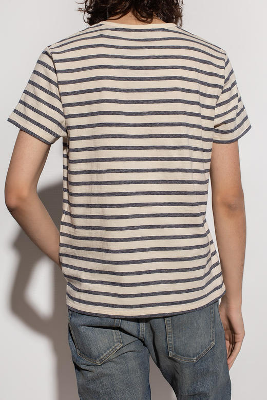 男女同款外贸单圣罗兰天然麻棉籽本木棉海魂条纹T恤 商品图10