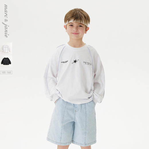 马克珍妮男童潮酷赛车运动T恤 儿童纯棉上衣2025年春装新款250079 商品图0