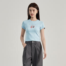 【2件9折】【Petit Bari】撞色乐器印花短袖T恤休闲