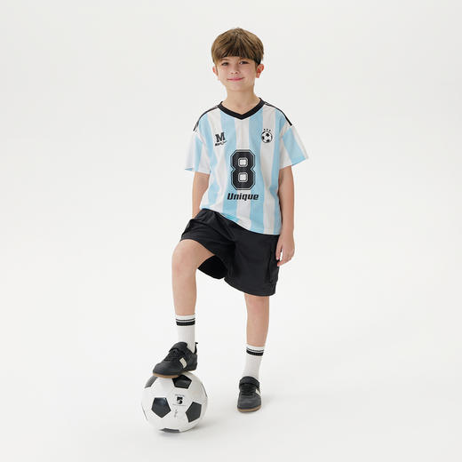 [吸湿速干]马克珍妮男童足球运动短袖T恤条纹上衣夏装新款250119 商品图2