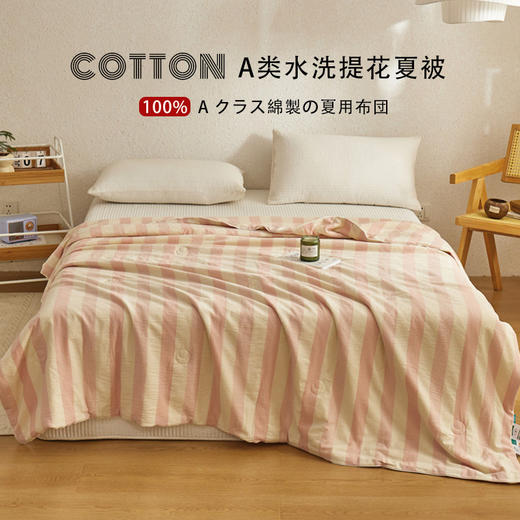【大豆宽条纹夏被】A类水洗提花大豆夏被宽条纹夏季被子双人全棉空调被 商品图3