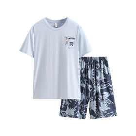 100%棉 夏季纯棉宽松休闲可外穿家居服套装  芬腾