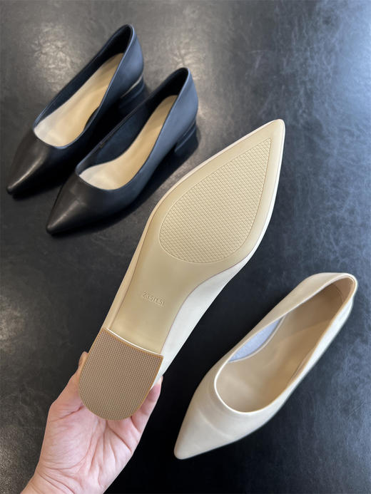 ROW家原版开模真皮女鞋浅口尖头粗方跟单鞋通勤小皮鞋 商品图13