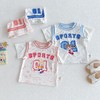 【环保面料，潮流撞色】儿童运动套装2025新款 夏季男童时尚字母T恤潮 女童卡通短裤两件套-QQ 商品缩略图2