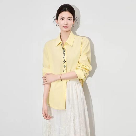 【高货wl】全新升级【铂金会员257/天猫339/差价82】(95830) 洛诗琳25春时尚设计感洋气亮片长袖上衣精致通勤新款衬衫 商品图0