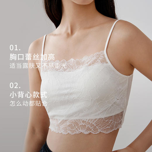 金三塔桑蚕丝抹胸式文胸女透气舒适蕾丝吊带bra-in带杯垫内衣新品   NZFFB401 商品图1