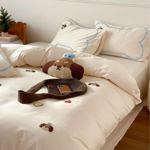 【童心未泯】可爱卡通毛巾绣长绒棉三四件套 恐龙小熊飞船小狗刺绣儿童舒适透气床单1.2m儿童床双人床品 商品图4