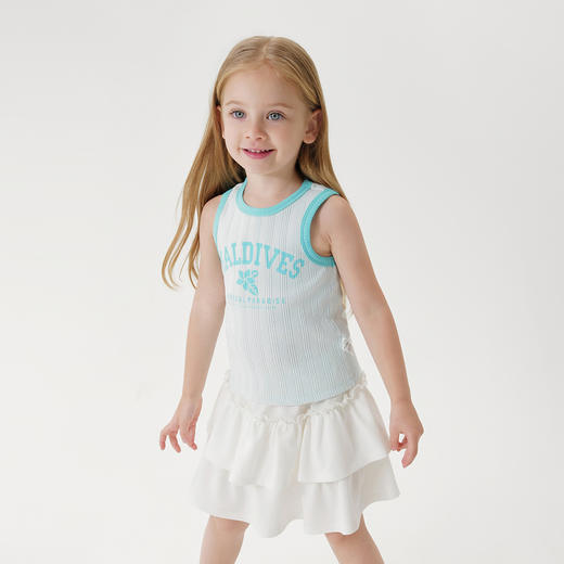 马克珍妮2024年夏装新款女童活力校园字母无袖背心T恤240928 商品图1