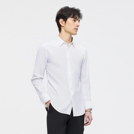 【含桑蚕丝】圣得西男士衬衫2025年新款商务休闲纯色简约长袖上衣 商品图4