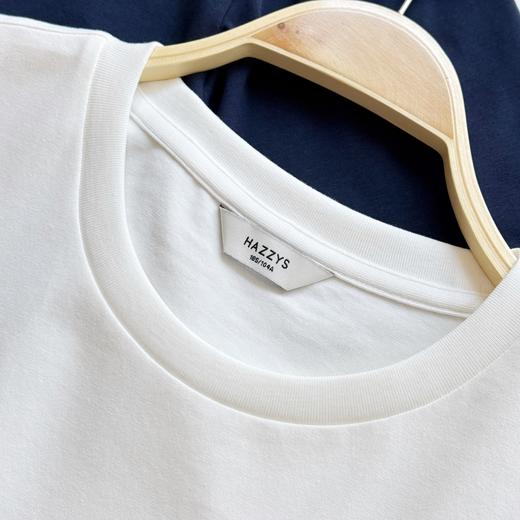 点此购买 哈吉斯夏季男士休闲小LOGO纯棉基础白色短袖T恤 bk 313578 商品图9