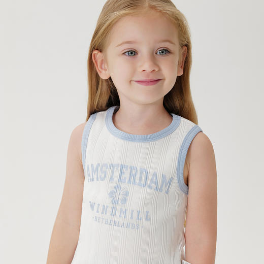 马克珍妮2024年夏装新款女童活力校园字母无袖背心T恤240928 商品图4