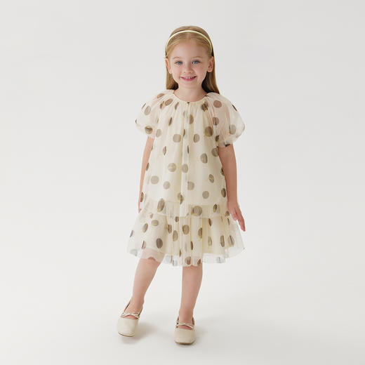 【马克珍妮芦芙】女童波点轻盈网纱泡泡袖衬衫儿童衬衣夏装240730 商品图1