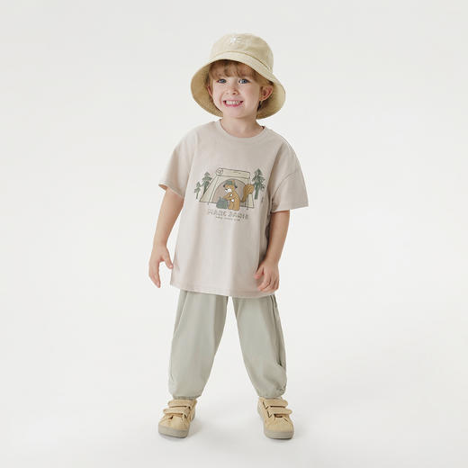 [凉感透气]马克珍妮男童城市户外松鼠短袖T恤宝宝夏装新款240380 商品图1