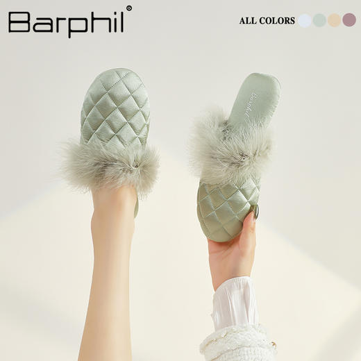 Barphil拖鞋室内家居2025年秋冬新款静音小香风新中式毛毛拖鞋女3020 商品图11