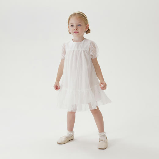 marcjanie马克珍妮新款夏装 女童泡泡袖网纱连衣裙230977 商品图1