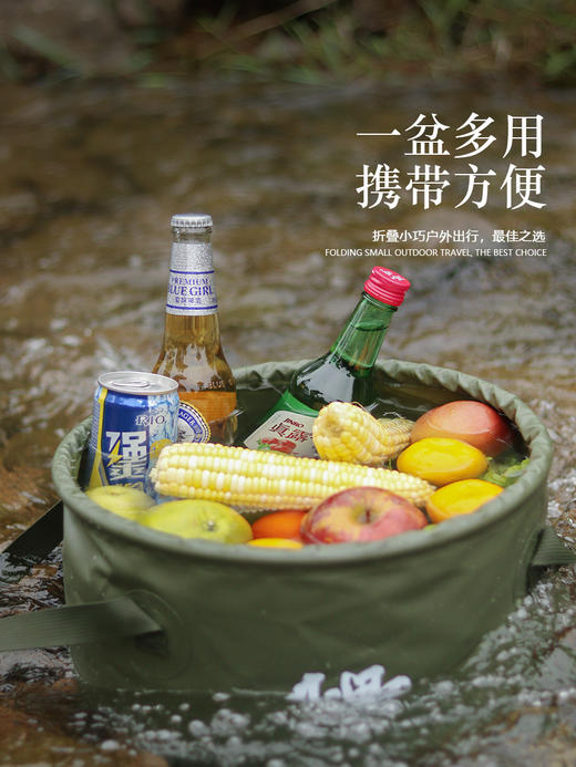 【户外可折叠水桶】新款手提桶，适合野外露营。热销款，高温耐用，防水不漏，承重力强。多场景适用，便携好帮手；户外露营必备器具！ 商品图2